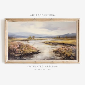 Samsung Frame TV Art: Scottish Highlands River Oil Painting (Digital Download)