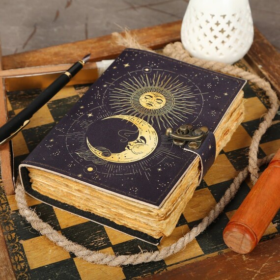  Sun & Moon Vintage Leather Journal for Men & Women