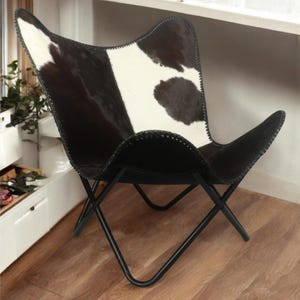 Handmade Genuine Leather Butterfly Chair – Vintage Mid-Century Modern BKF Lounge Chair – Foldable Accent Chair for Living Room