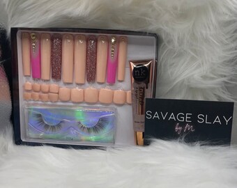 Cream and Pink French Press On Bundle | Custom press on nails | long press on nails | Press On Nails