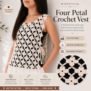 Crochet Top Pattern PDF, Summer Crochet Top Pattern, Boho Crochet Top, Lace Crochet Tank Top, Women's Crochet Shirt Pattern,