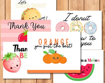 Lot de cartes de correspondance imprimables jeu de mots merci, lot de Notes de remerciement drôle pliable, téléchargement de carte de remerciement, téléchargement immédiat