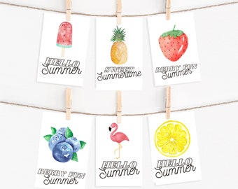 Hello Summer Printable Bundle, 4x6 Summer Printable Decor, Summer Printable Wall Art, Summer Set of 6 Digital Download, INSTANT DOWNLOAD