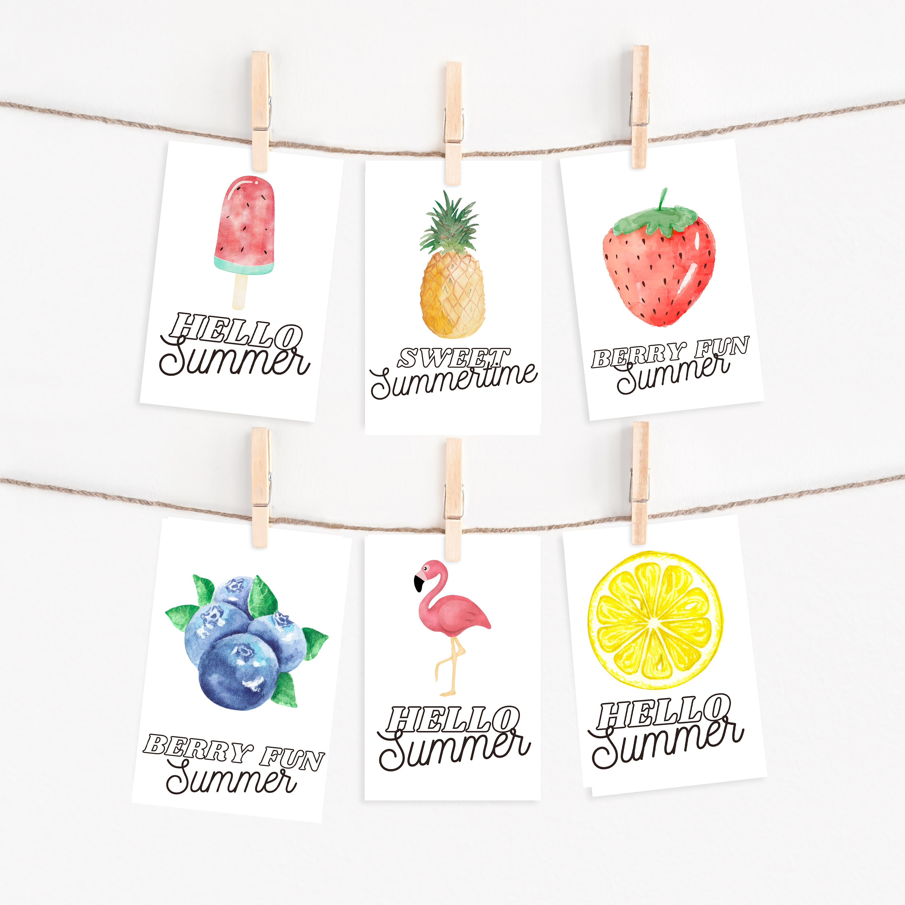Hello Summer Printable Bundle, 4x6 Summer Printable Decor, Summer ...