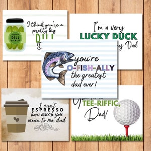 Papa grap woordspeling afdrukbare notitiekaarten, woordspelingkaarten voor vaders, opvouwbare grappige papa Notecard bundel, vader kaart downloaden, INSTANT DOWNLOAD