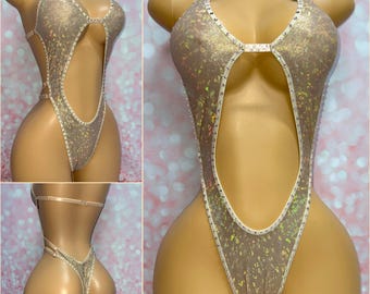 Body z kryształkami holograficznymi w kolorze fawn