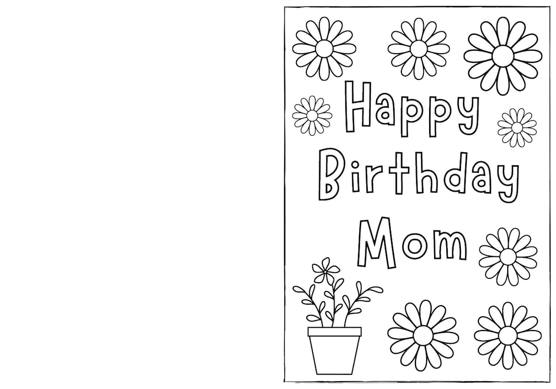 Printable Coloring Birthday Card, Printable Happy Birthday Coloring ...