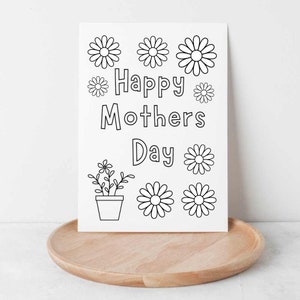 Colorable Mothers Day Cards, Coloring Cards for Mothers Day, Printable Card for Mom, Mother's Day Card, Digital Download, Card from Kids