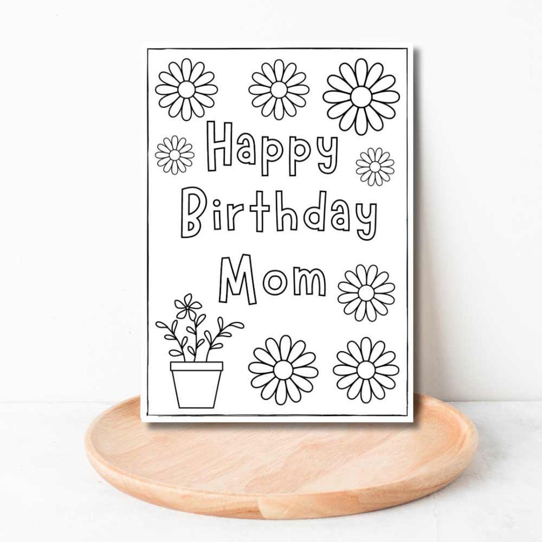 Printable Coloring Birthday Card, Printable Happy Birthday Coloring ...