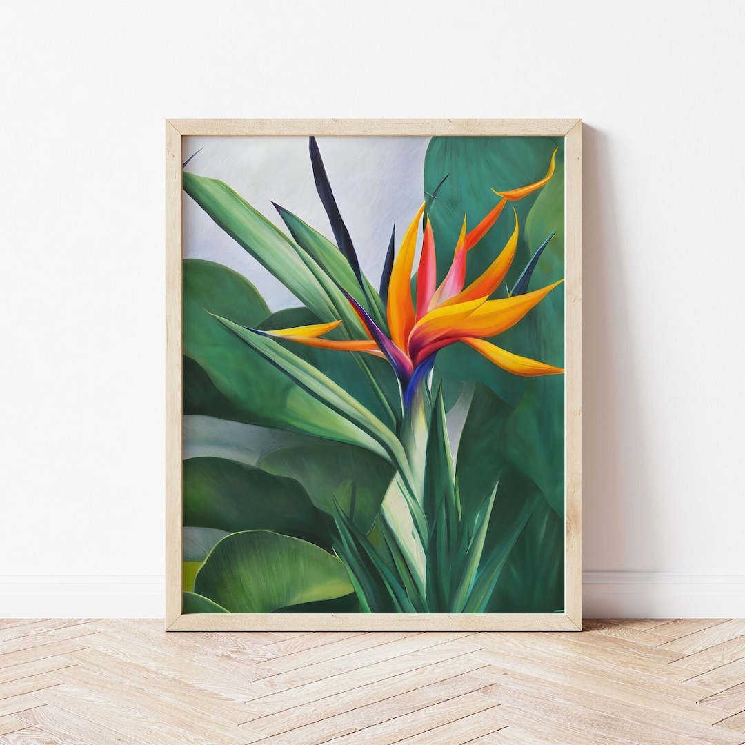 Tropical Flower Wall Art Bird of Paradise Print Strelitzia Etsy