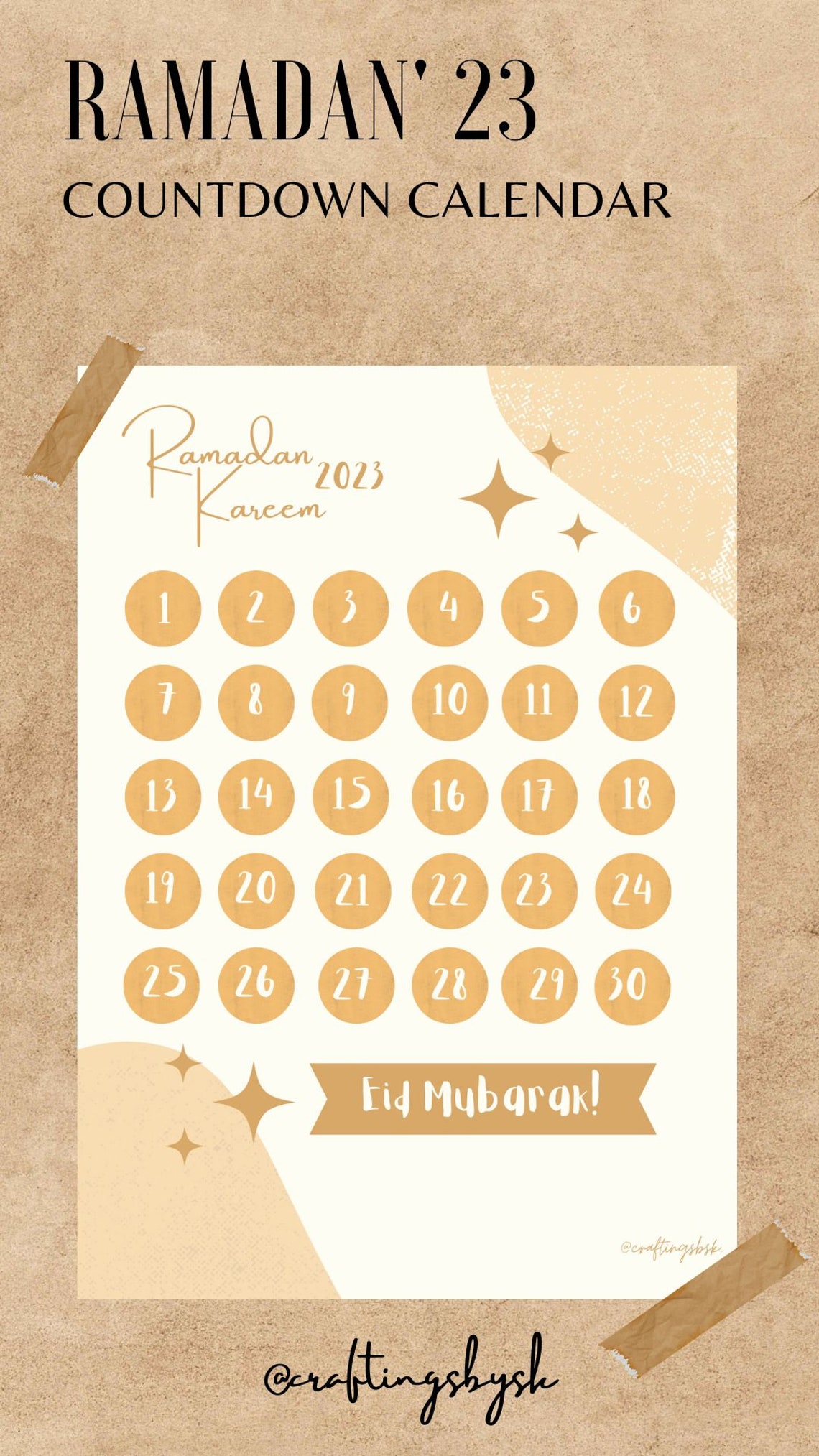 Ramadan 2023 Countdown Calendar Printable Ramadan Calendar Etsy Canada