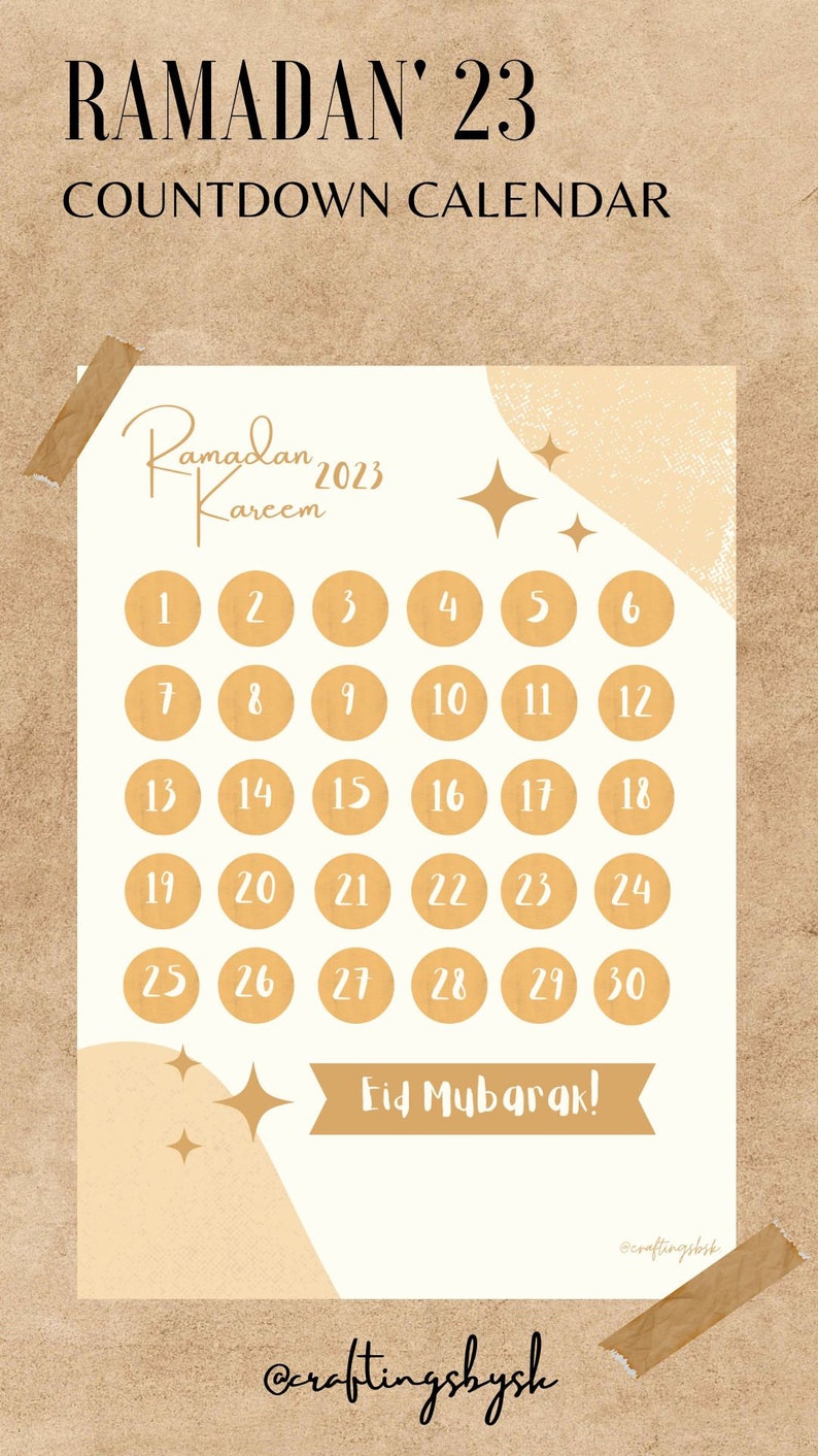 Ramadan 2023 Countdown Calendar Printable Ramadan Calendar Instant
