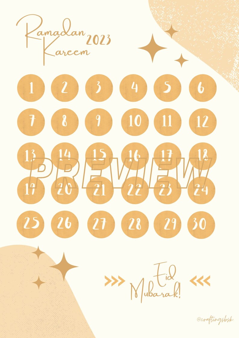Ramadan 2023 Countdown Calendar Printable Ramadan Calendar Instant