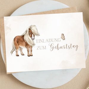 Set of 10 Pony invitation cards, with front and back