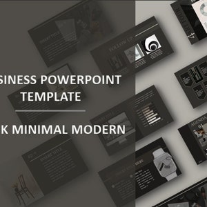 Dark Business Presentation Template &quot;Minimal Modern&quot; for PowerPoint - Proposal, Pitch - Beige / Brown fully editable template
