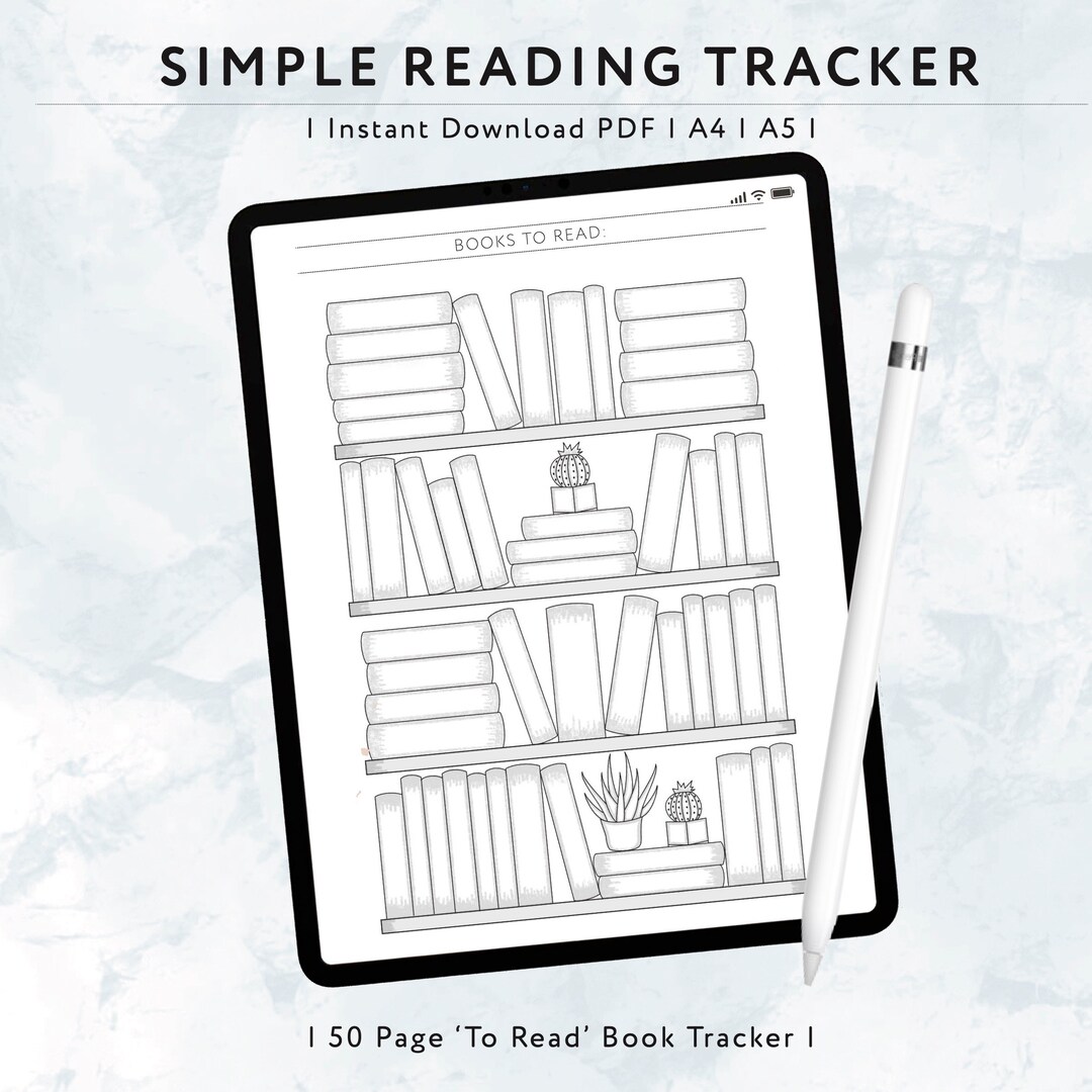 Book Shelf 'books to Read' Printable Book Tracker Etsy