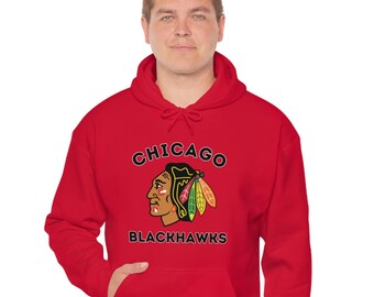 sweetlysynnd Fear The Feathers Skull Game Day Chicago Hockey Hoodie Black White (Small)