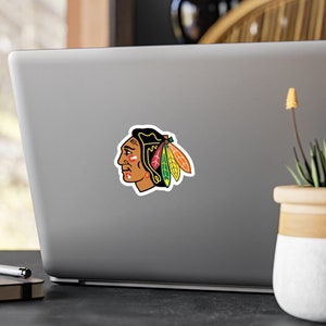 Adesivo Chicago Blackhawks, adesivo per hockey su ghiaccio, adesivi per tifosi NHL, regali per hockey su ghiaccio, adesivi Blackhawks
