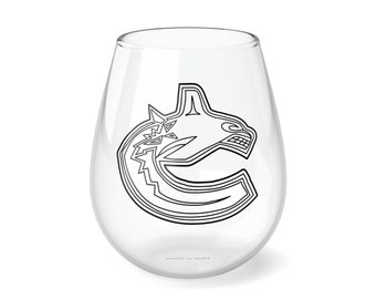 Vancouver Canucks, Stemless Wine Glass, Canucks, Ice Hockey, Wine Glass, NHL, Hockey