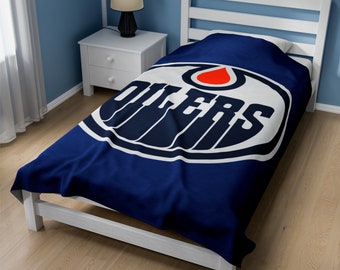Edmonton Oilers Blanket, Oilers Velveteen Light Blanket, Oilers Throw Blankets, Oilers Rug, Dad, Kids, Mom, Oilers Fan Gift, NHL
