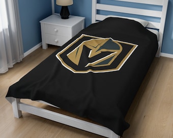 Vegas Golden Knights Blanket, Vegas Golden Knights Velveteen Light Blanket, Knights Throw Blankets, Dad, Kids, Mom, Knights Lover Gift, NHL