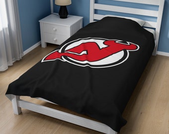 New Jersey Devils Blanket, New Jersey Devils Velveteen Light Blanket, Devils Throw Blankets, Dad, Kids, Mom, Devils Lover Gift, NHL