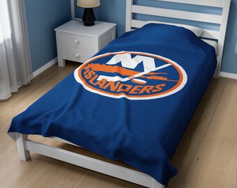 New York Islanders Blanket, New York Islanders Velveteen Light Blanket, Islanders Throw Blankets, Dad, Kids, Mom, Islanders Lover Gift, NHL