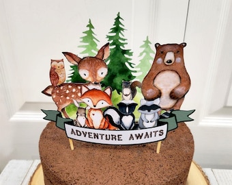 Woodland Cake Topper, Forest Animals Cake Topper, Woodland Baby Shower, Adventure Awaits, Woodland Baby shower decorations, Welcome Baby