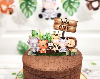 Jungle Cake Topper, Safari Cake Topper, Wild One Cake Topper, Oh Baby Cake Topper, Happy Birthday, Welcome Baby, Baby Animals, Two Wild