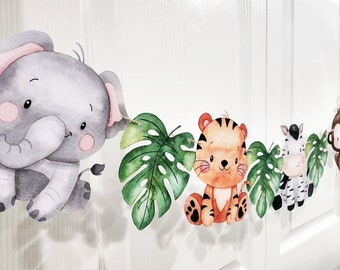 Safari Animals Garland, Jungle Animals Banner, Safari Baby Shower, Jungle Theme Banner, Baby Animals Party Decorations, First Birthday