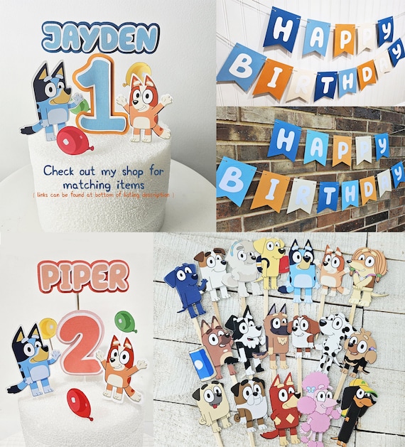 Bluey 1 Birthday Banner Personalized Party Backdrop Decoration – Cakecery
