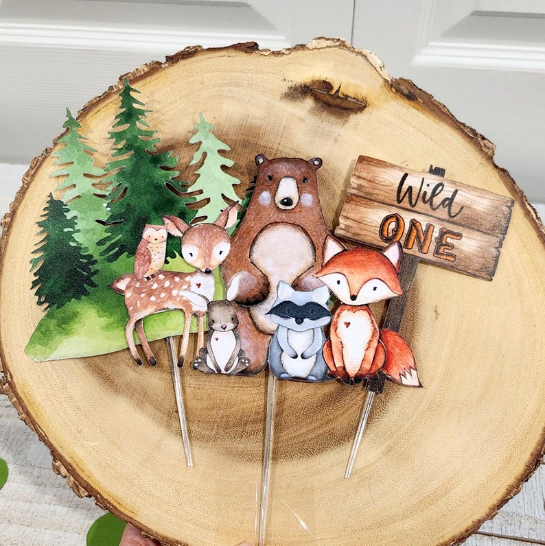 Woodland Cake Topper Forest Animals Cake Topper Woodland Etsy