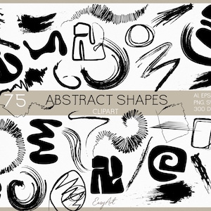 Imágenes prediseñadas de formas abstractas - Línea de tinta SVG - Dibujo vectorial - Ilustración dibujada a mano - Forma geométrica PNG - Forma minimalista - Uso comercial