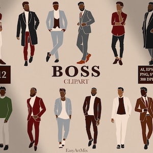 Boss man svg, Black man clipart, Big boss svg, African American man, Digital Clipart, Abstract male PNG, Fashion man, Commercial use
