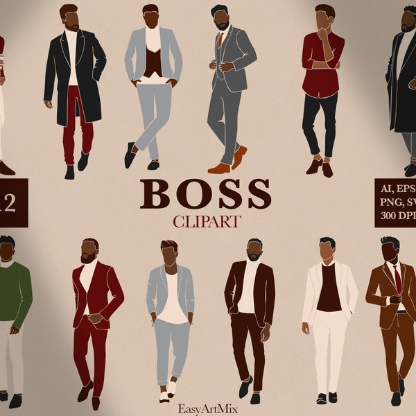 Boss man svg, Black man clipart, Big boss svg, African American man, Digital Clipart, Abstract male PNG, Fashion man, Commercial use
