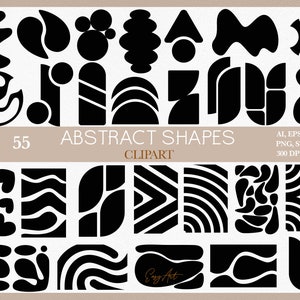 Formas negras SVG, Marcos abstractos PNG, Formas de tinta, Superposición de fotos, Elementos gráficos, Forma geométrica, Clipart de portada, Ilustración abstracta