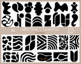 Black Shapes SVG, Abstract Frames PNG, Ink Shapes, Photo Overlay, Graphic Elements, Geometric Shape, Cover Clipart, Abstract Illustration