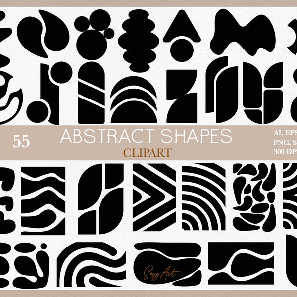 Black Shapes SVG, Abstract Frames PNG, Ink Shapes, Photo Overlay, Graphic Elements, Geometric Shape, Cover Clipart, Abstract Illustration