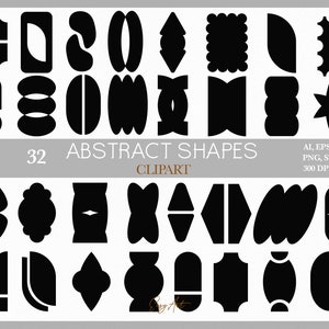 Formas abstractas SVG, Marcos negros PNG, Formas vectoriales, Superposición de fotos, Elementos gráficos, Forma geométrica, Imágenes prediseñadas de portada, Ilustración abstracta
