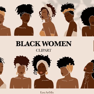 Black Woman Clipart, African Woman SVG, Abstract Female PNG, Feminine Print, African Female vector clipart, Earth Tones, Commercial use