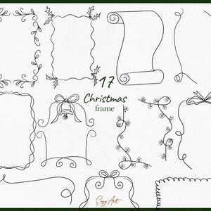 Kerst frame bundel clipart, hand getrokken rand SVG, golvend frame png, kerstuitnodiging, lijn uitnodiging sjabloon DIY, vectorrand