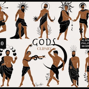 Götter Clipart, Gottheit SVG, Himmlische Männer Clipart, mystischer Vektor, Mondphase PNG, Hexer Clipart, Esoterik Bundle, männlich SVG, kommerzielle Nutzung