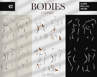 Ilustração vetorial de corpo feminino em estilo linear, figura feminina em SVG e PNG (download digital)