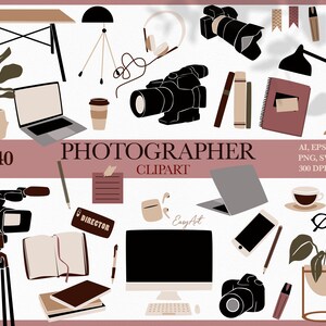 写真クリップアート、カメラ SVG、写真用品、プランナーアクセサリー、家庭用植物、ノートブック SVG、写真用品、商用利用