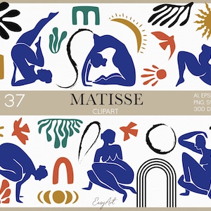 Astratto Matisse Clipart, Graphic Shapes SVG, Gallery Wall Art, Shapes PNG, Modern SVG, Vintage Digital, Woman clipart, Matisse Illustration