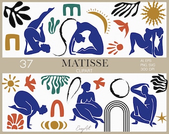 Ilustração de Matisse, Mulher Abstrata em SVG e PNG, Arte para Parede de Galeria (Download Digital)
