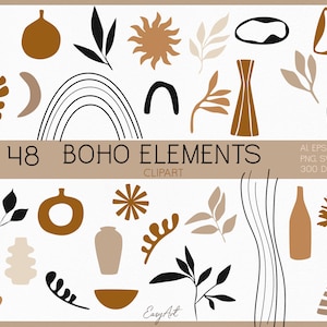 Forma gráfica bohemia abstracta, clipart de mediados de siglo, formas abstractas PNG, SVG moderno, forma geométrica SVG, elementos boho, ilustración boho