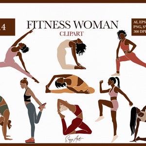 Yoga Femmes clipart, Corps féminin SVG, Fille de fitness, Femme sportive, Corps esthétique, Méditation, Art mural de yoga, Femme abstraite, Afro-Américain