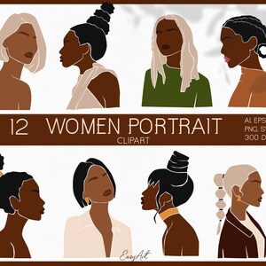 Imágenes prediseñadas de mujer negra, SVG femenino abstracto, PNG de mujer africana, peinado de mujer, impresión femenina, mujer africana, retrato de mujer, uso comercial