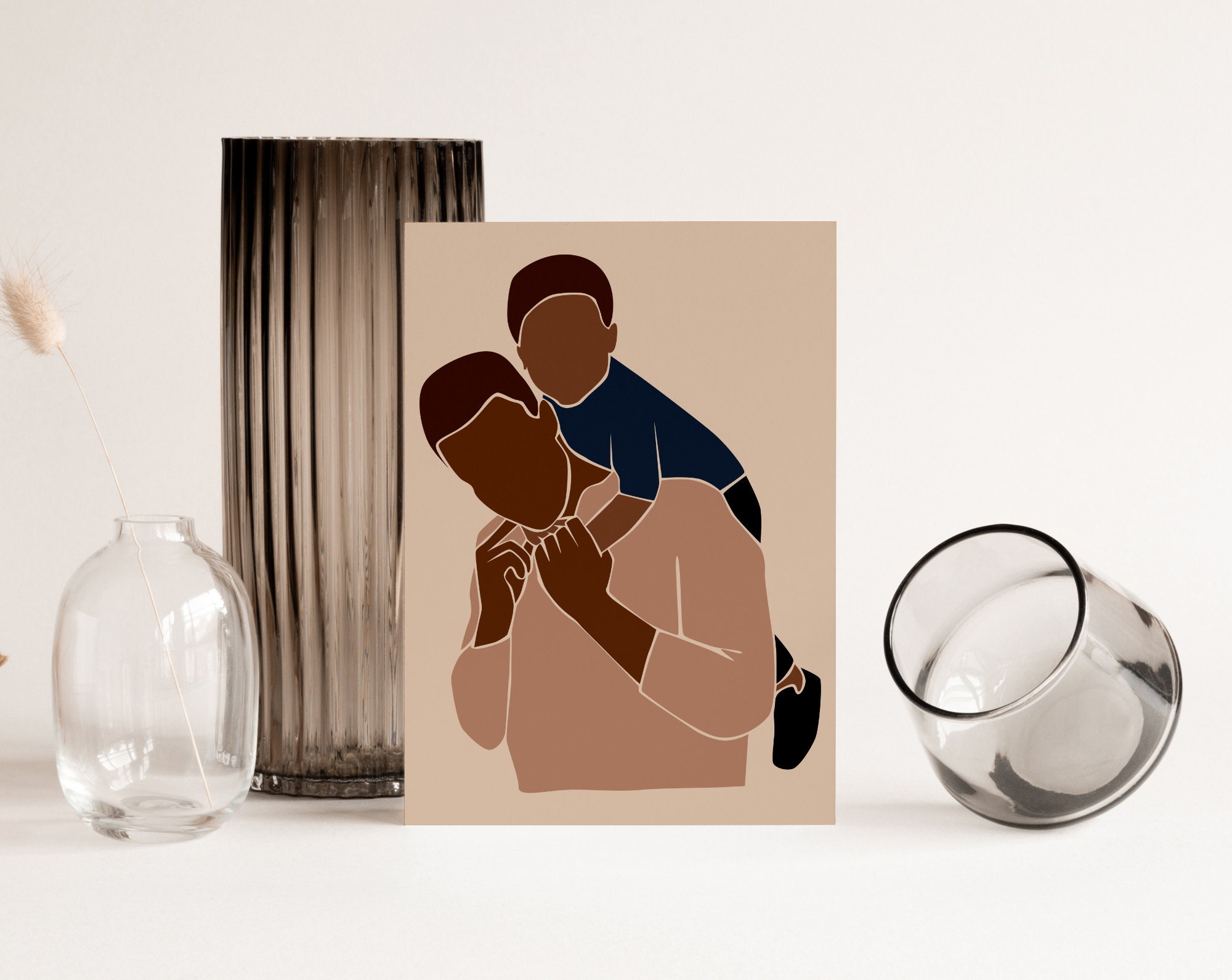 Father Clipart, Black Man SVG, Abstract Father SVG, Father and Son ...